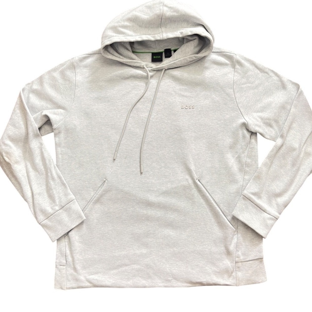 Hugo Boss Soody X Mens Light Grey Heather Logo Pullover Hoodie Size M qq07